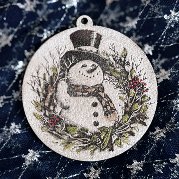 9.5" or 13" Engraved hand painted snowman plaque