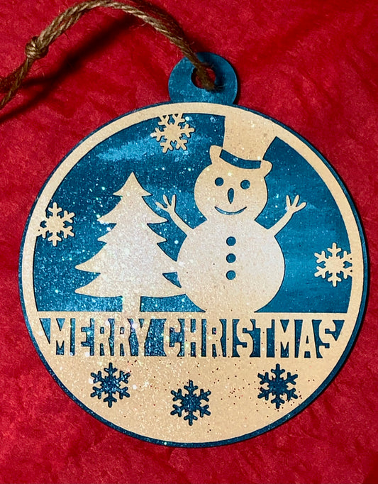 Merry Christmas Snowman Ornament