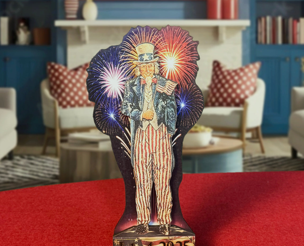 10.5 Inch Uncle Sam with Fireworks